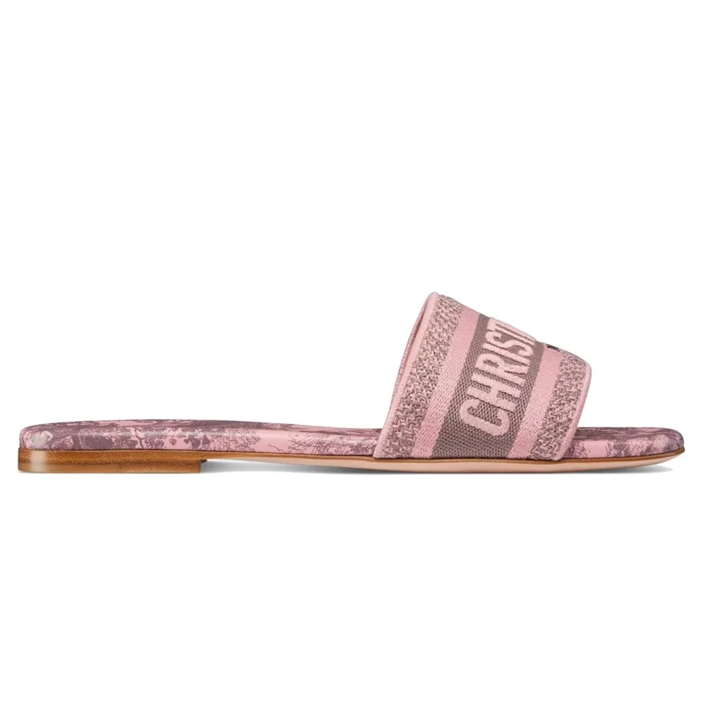 DIOR BNIB DWAY SLIDE - Gray and Pink Toile de jouy - RARE!! discontinued - Picture 2 of 9
